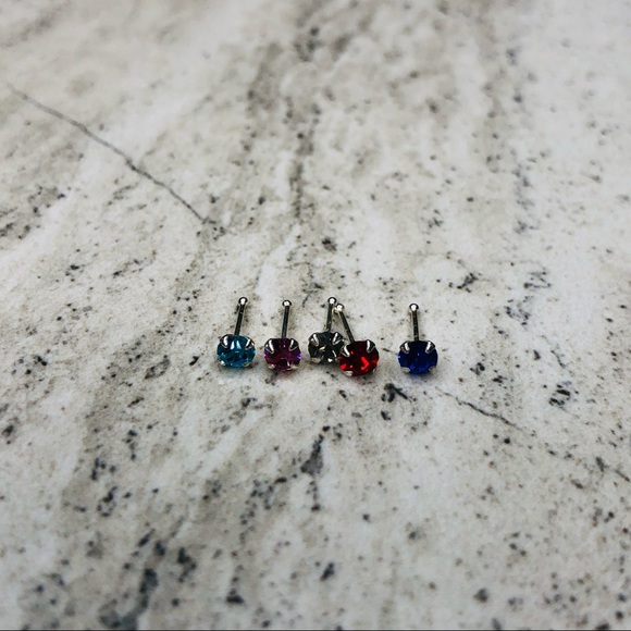 925 Sterling Silver Ball Nose Stud Set of 5 - Picture 8 of 15